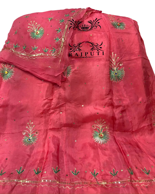 Upada Silk Thakurji Pure Odhani with Aari &Jari  Handwork  Butti Designer poshak