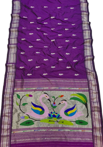 Handloom Golden & Silver Jari Yeola  Paithani – Pure Silk saree