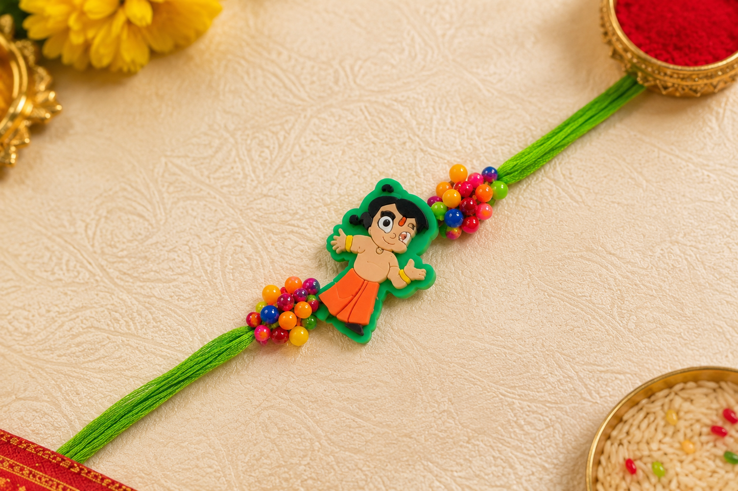 Colourful Chotta Bheem Kids Rakhi with Cartoon Character Design for Raksha Bandhan