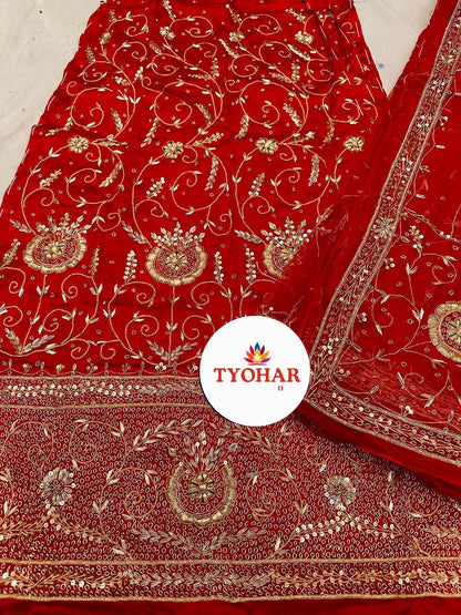 Heavy Bemberg Satin Rajasthani Poshak – Thakurji Pure Odhna with Bridal Jardozi Dabka Work