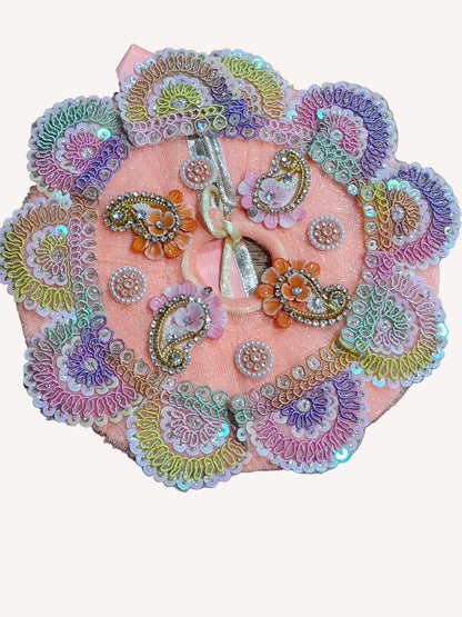 Beautiful golden jari work ladoo gopalji poshak size 6 inch