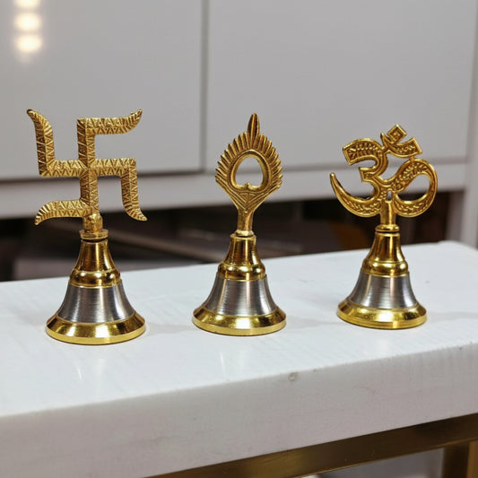 Silver Golden Plated Wedding Bells (Ghanti) | Puja & Wedding Return Gifts Pack of 10