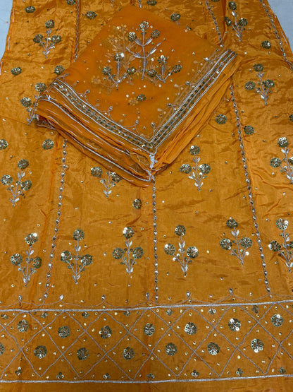 Upada Silk Rajputi Poshak – Pure Odhani with Heavy Jardozi Handwork & Butti Design (Unstitched)