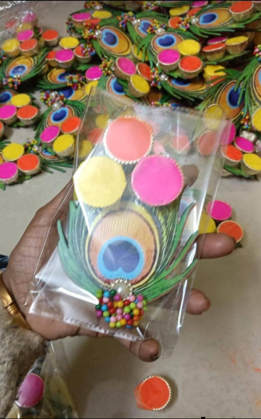 Mor Pankh Inspired Holi Gulal Colour Platter (Pack of 15) | Elegant Festive Celebration Set