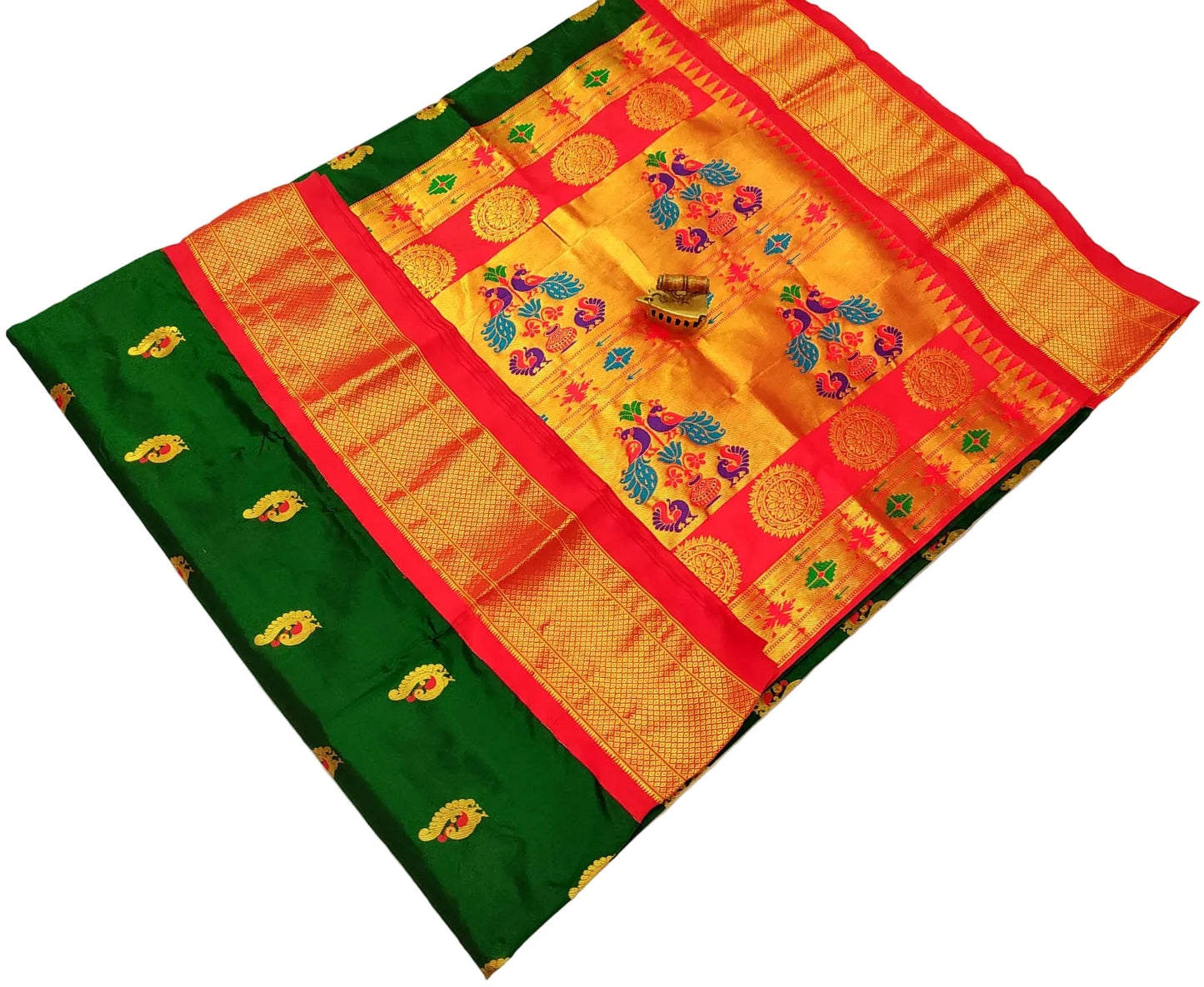 Pure Silk Paithani Saree – Silk Mark Certified with Meena Peacock Butta & Rich Pallu