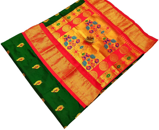 Pure Silk Paithani Saree – Silk Mark Certified with Meena Peacock Butta & Rich Pallu