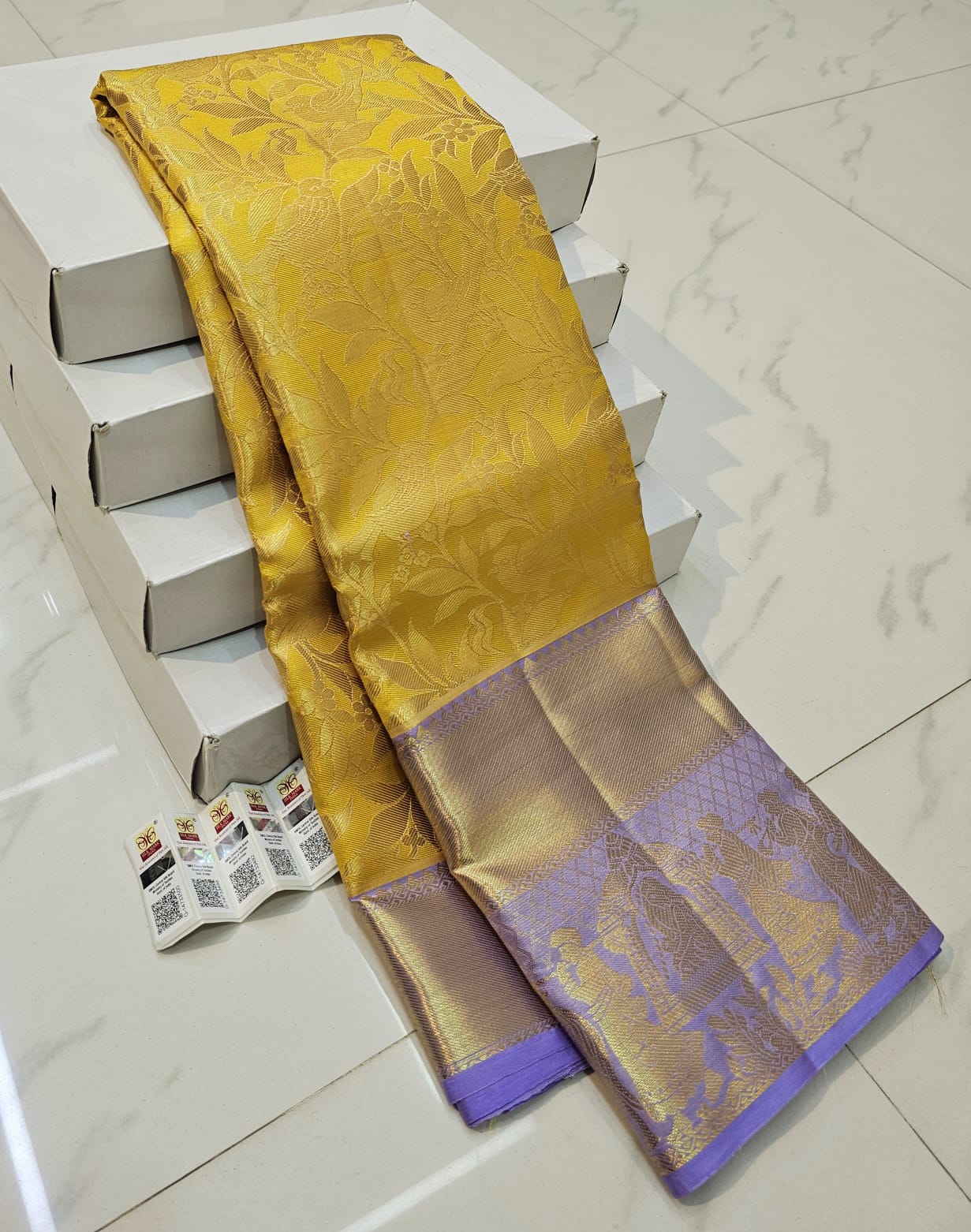 Pure Silk Handloom Kanchipuram Floral Saree | Silk Mark Certified Bridal Kanjivaram Saree