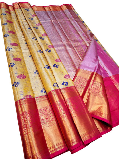 Designer Kanjipuram Semi Tissue Saree – Trendy Traditional Look for Festive & Partywear