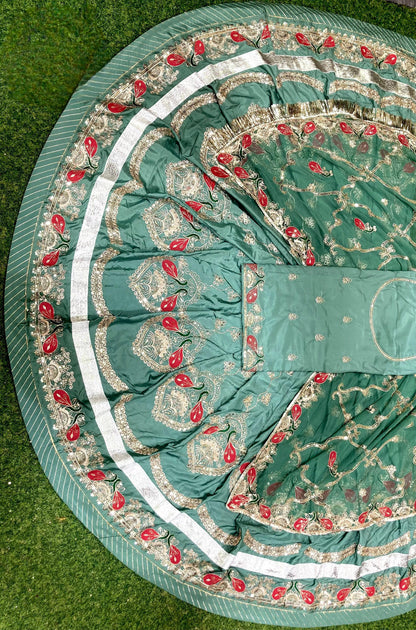 DESIGHNER  4 MTR GHER CREPSILK pure odhna vintage style beautiful Rajputi poshak