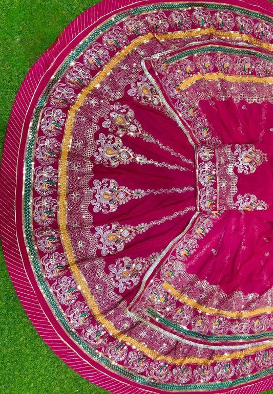 Vintage Barik Zari 4 MTR Gher Rajasthani Poshak – Heavy Crepe Silk Designer Lehenga