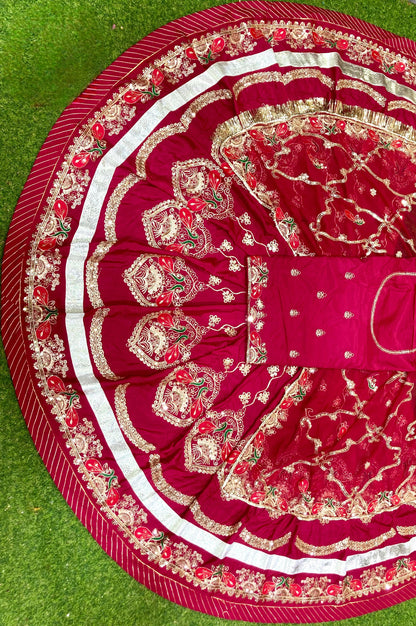 DESIGHNER  4 MTR GHER CREPSILK pure odhna vintage style beautiful Rajputi poshak