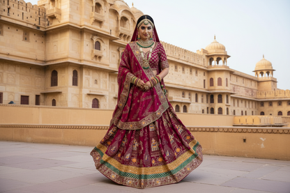 Designer 4 Meter Gher Rajasthani Poshak – Vintage Boutique Georgette Lehenga Suit with Heavy Odhani