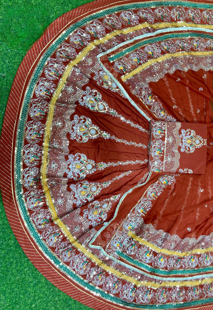 Vintage Barik Zari 4 MTR Gher Rajasthani Poshak – Heavy Crepe Silk Designer Lehenga