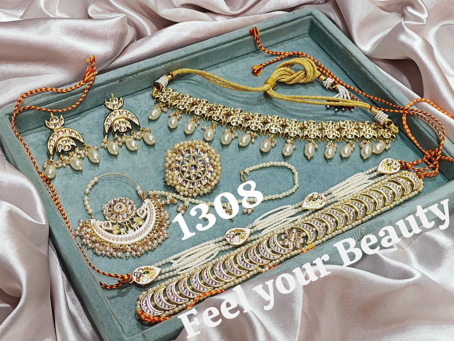 *Beautiful   Meenakari Kundan Jadaaw combo set