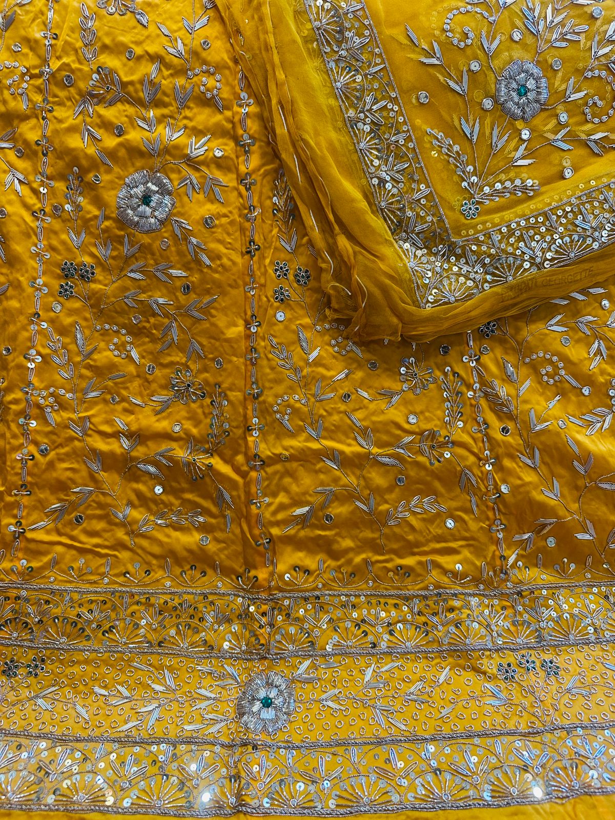 Heavy Bemberg Satin Rajputi Poshak – Thakurji Pure Odhna with Aari Jardozi Dabka Handwork