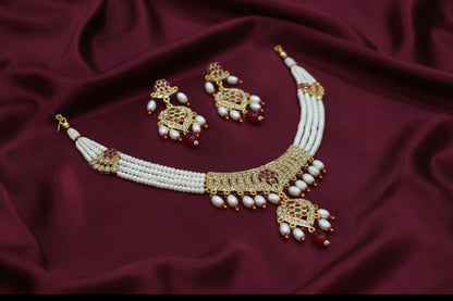 Jadau Jewellery Set with Polish Guarantee – Royal Bridal Necklace Set for Wedding & Festive Wear (Code: CK)