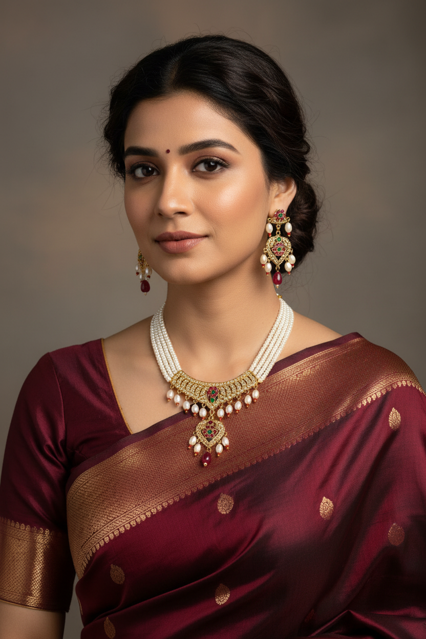 Jadau Jewellery Set with Polish Guarantee – Royal Bridal Necklace Set for Wedding & Festive Wear (Code: CK)
