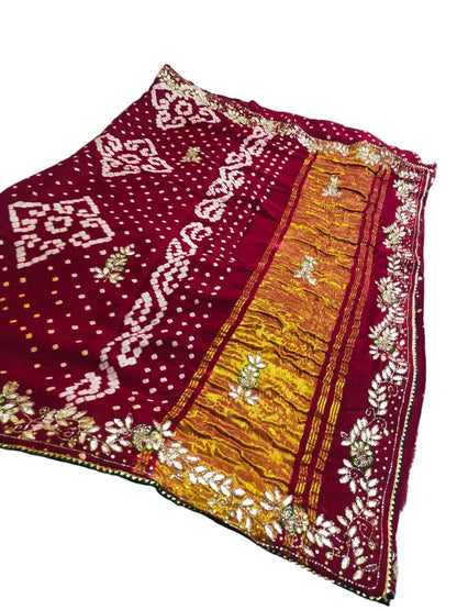 Pure Modal Gajji Silk Jaipuri Bandhej Saree – Boutique Handwork Designer Saree