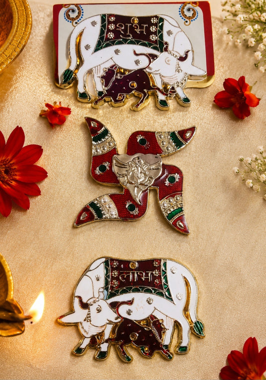 Designer Acrylic Kamdhenu cow swasthik  subh labh  🌹