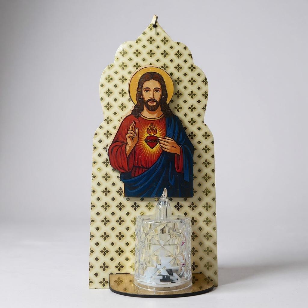 jesus Christ candle stand ( with candle) Pack of 2