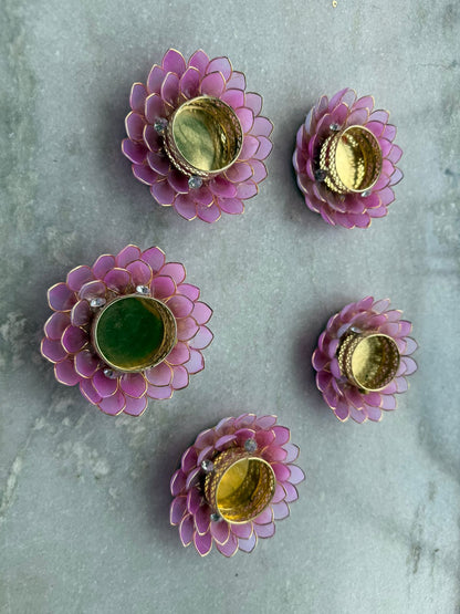 Floral design beautiful tealight pack of 4