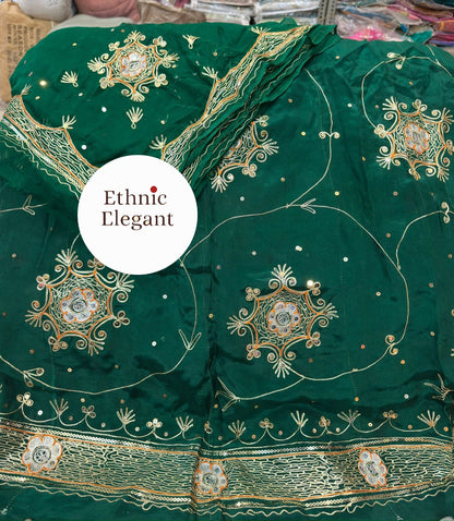 Rajputi Boutique Poshak – Heavy Natural Odhna with Zari, Taara & Resham Handwork
