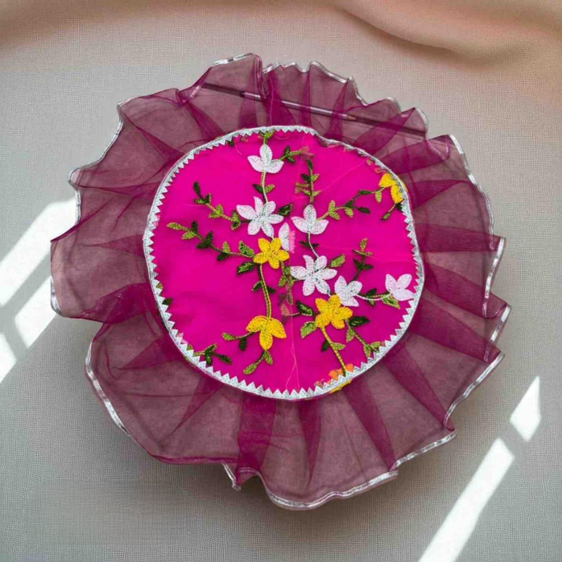 Handembroidery Beautiful Thalpose/Thali Cover  color Red Yellow pink