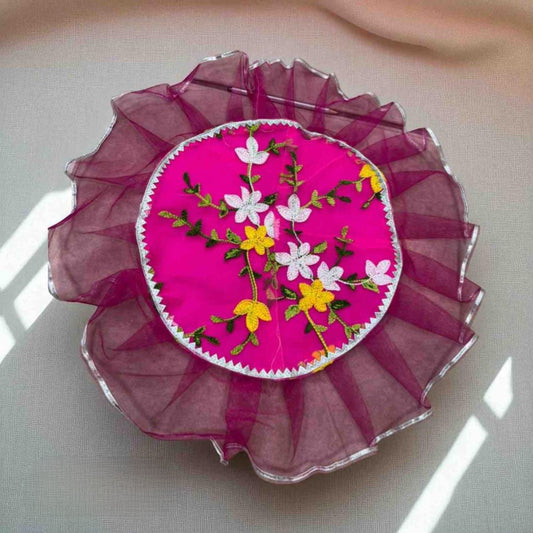 Handembroidery Beautiful Thalpose/Thali Cover  color Red Yellow pink