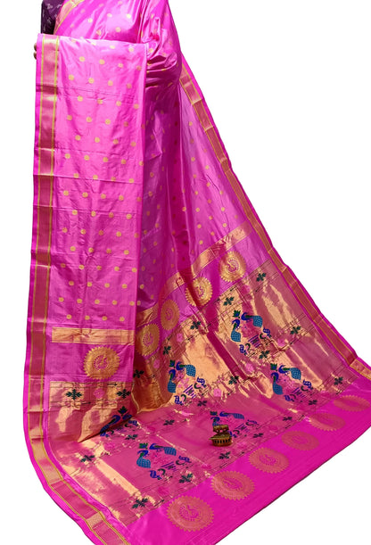 Maharani Kalanjali Handwoven Pure Silk Paithani Saree – All Over Butta with Royal Pallu