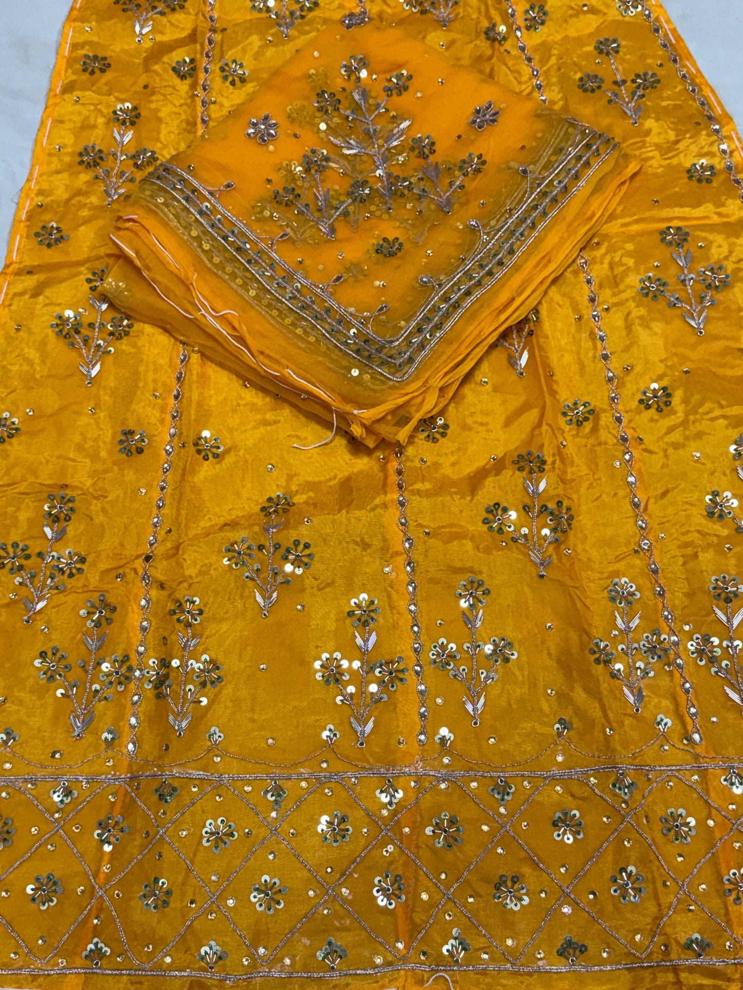 Upada Silk Rajputi Poshak – Pure Odhani with Heavy Jardozi Handwork & Butti Design (Unstitched)
