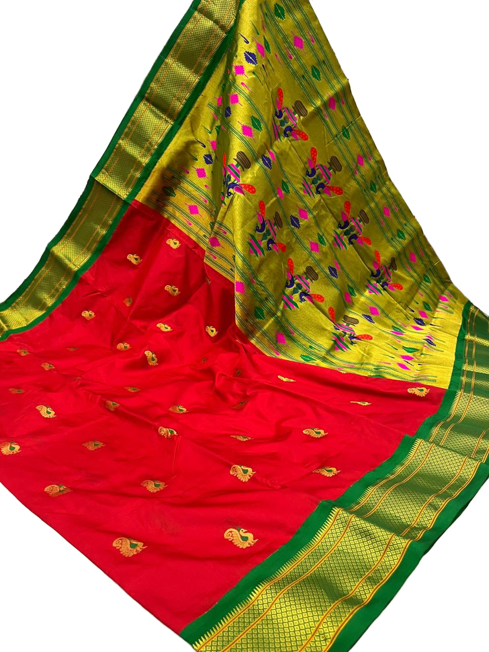 Kadiyal Border Peacock Design Pure Silk Paithani Saree | Wedding & Festive Wear