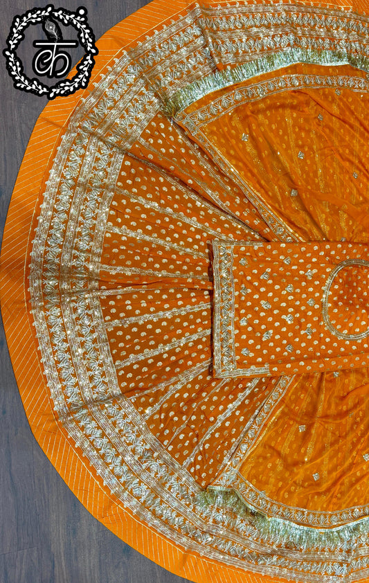 Beautiful 30 kali soft Banarasi fabric Rajasthani Poshak
