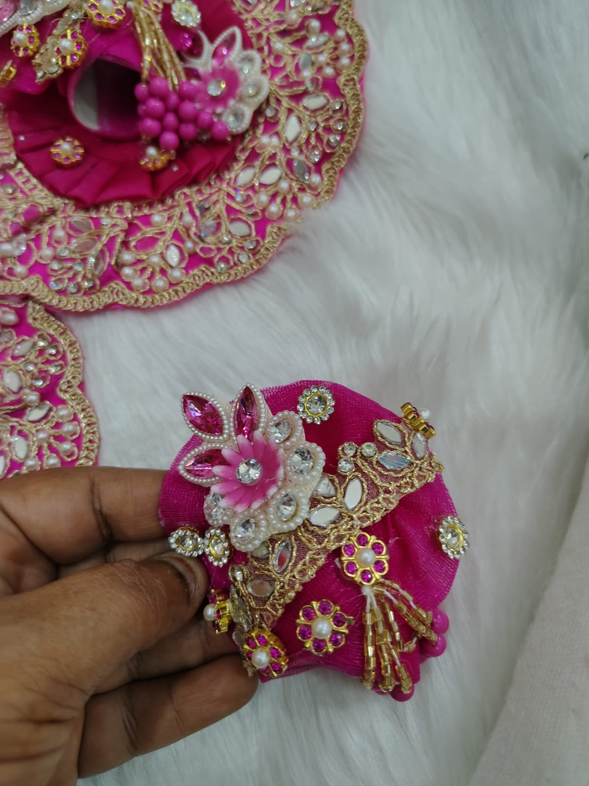 Premium Embroidered Ladoo Gopal Ji Poshak with Mukut