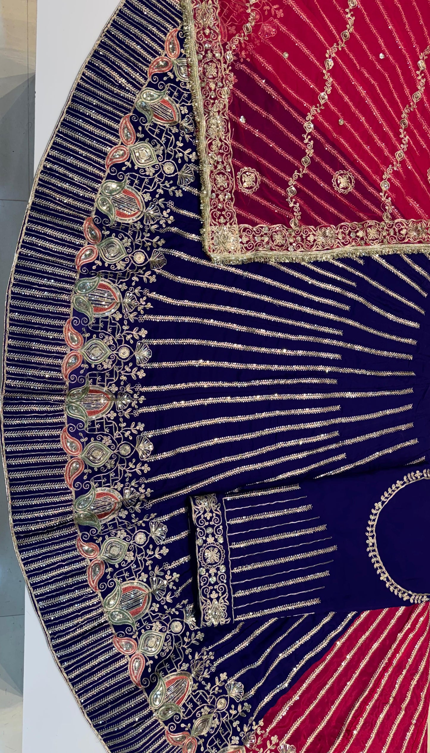 Premium Qualitya Viscose Fabric with Humrahi Pure Contrast Odhani Heavy Fancy Coding Jari Sequence Work Elegant poshak