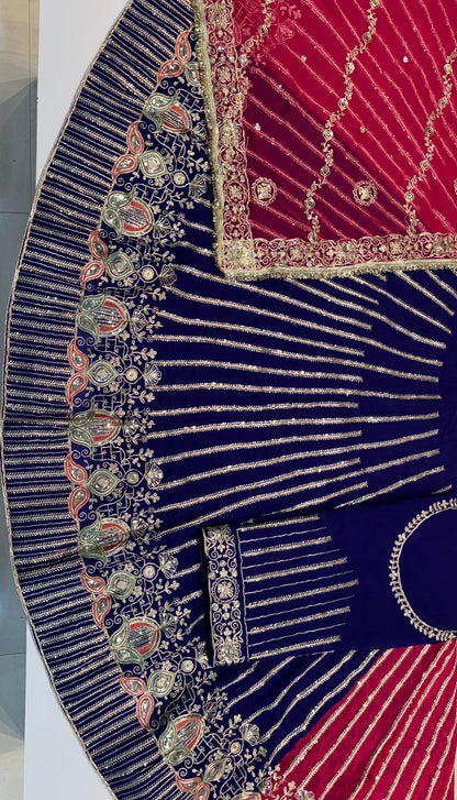 Premium Qualitya Viscose Fabric with Humrahi Pure Contrast Odhani Heavy Fancy Coding Jari Sequence Work Elegant poshak