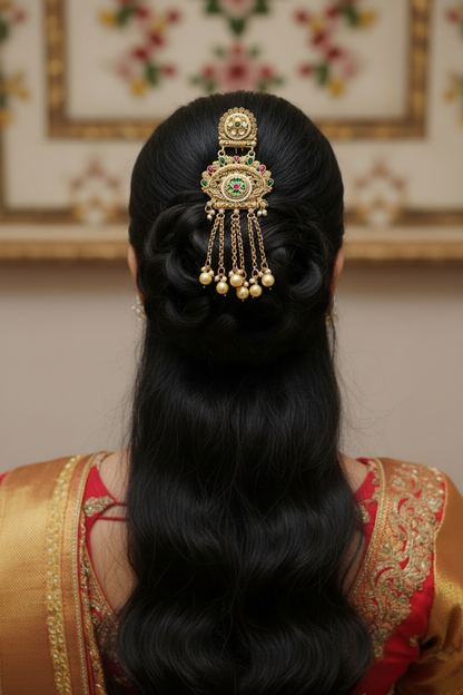 Rajwadi Royal Hair Brooch – Heritage Bridal Juda Pin for Wedding & Festive Hairstyles