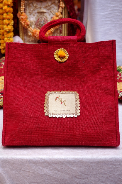 Customized Jute Gift Bag for Wedding & Festive Return Gifts pack of 50  size size 14*10*6 inch