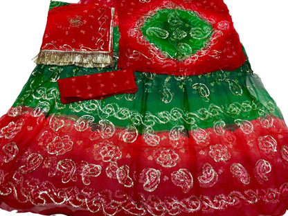 Thakurji Pure Rai Bandhej Poshak with Taari Work & Gota Kiran Finishing