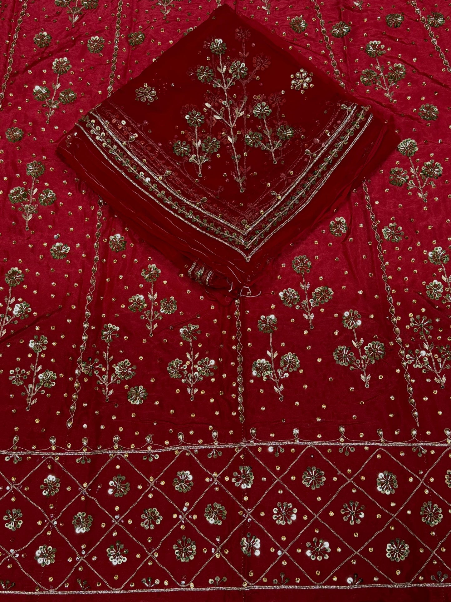 Upada Silk Rajputi Poshak – Pure Odhani with Heavy Jardozi Handwork & Butti Design (Unstitched)