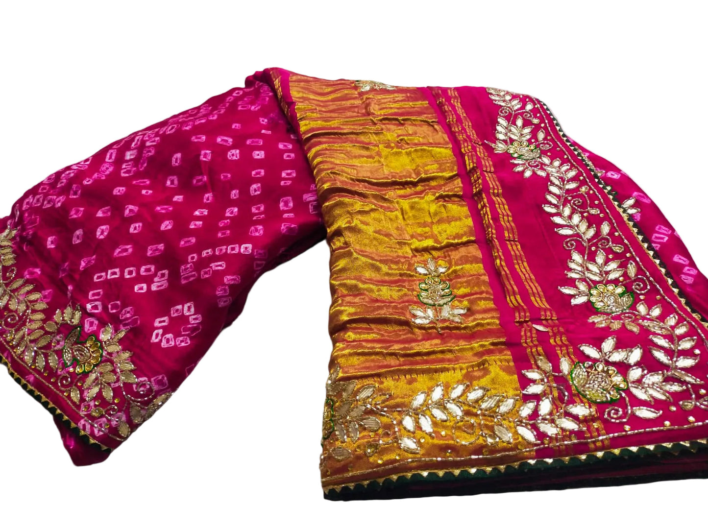 Pure Modal Gajji Silk Jaipuri Bandhej Saree – Boutique Handwork Designer Saree