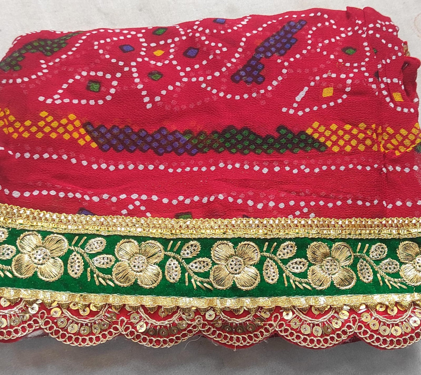 Pure georgette Rajasthani open chunri odna