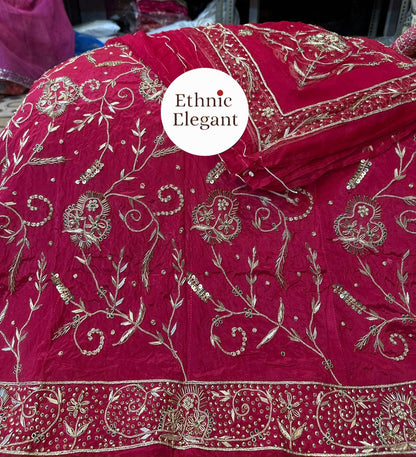 Premium Natural Silk Thakurji Poshak with Pure Odhna & Heavy Jardoji Dabka Work