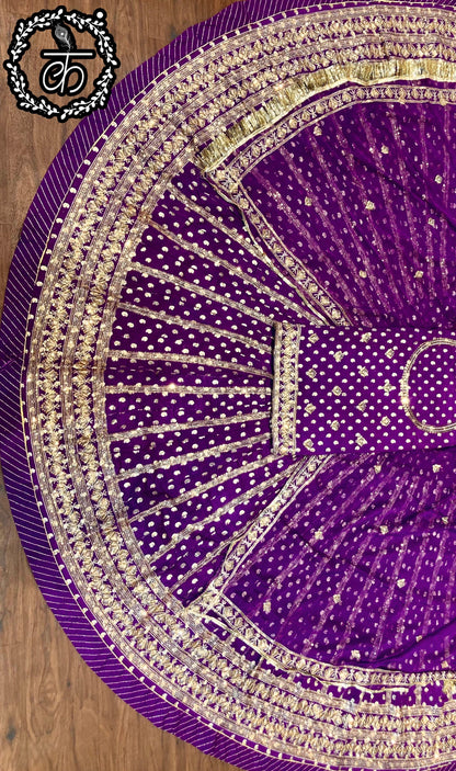 Beautiful 30 kali soft Banarasi fabric Rajasthani Poshak
