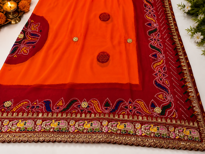 Georgette Rajasthani Traditional Pilla Chunri