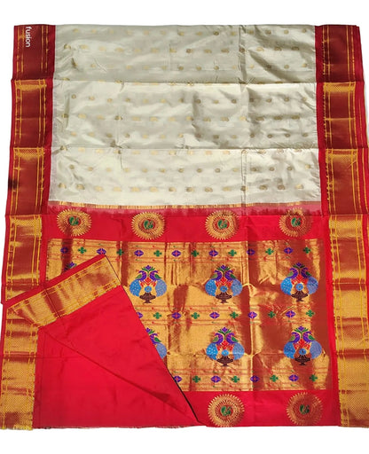 Maharani Kalanjali Handwoven Pure Silk Paithani Saree – All Over Butta with Royal Pallu