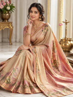 Premium Kanchipuram Pure Silk Tissue Bridal Saree Silk Mark Certified