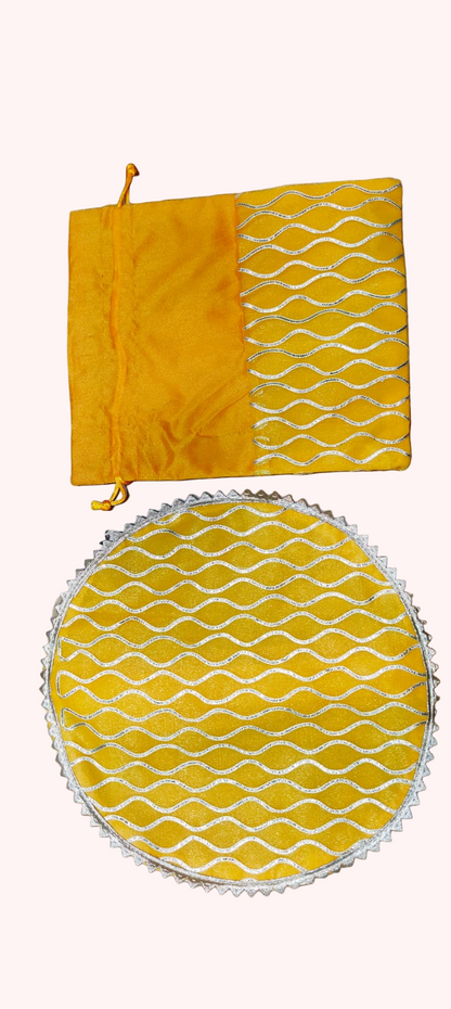 Lahriya beautiful handmade Papad Mangodi set pack of 10 Size - Potli 9/8 inch
Papad bag 11 inch diameter with chain