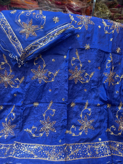 Heavy dabka jardoji handwork Natural silk Pyor odhna Rajasthani poshak