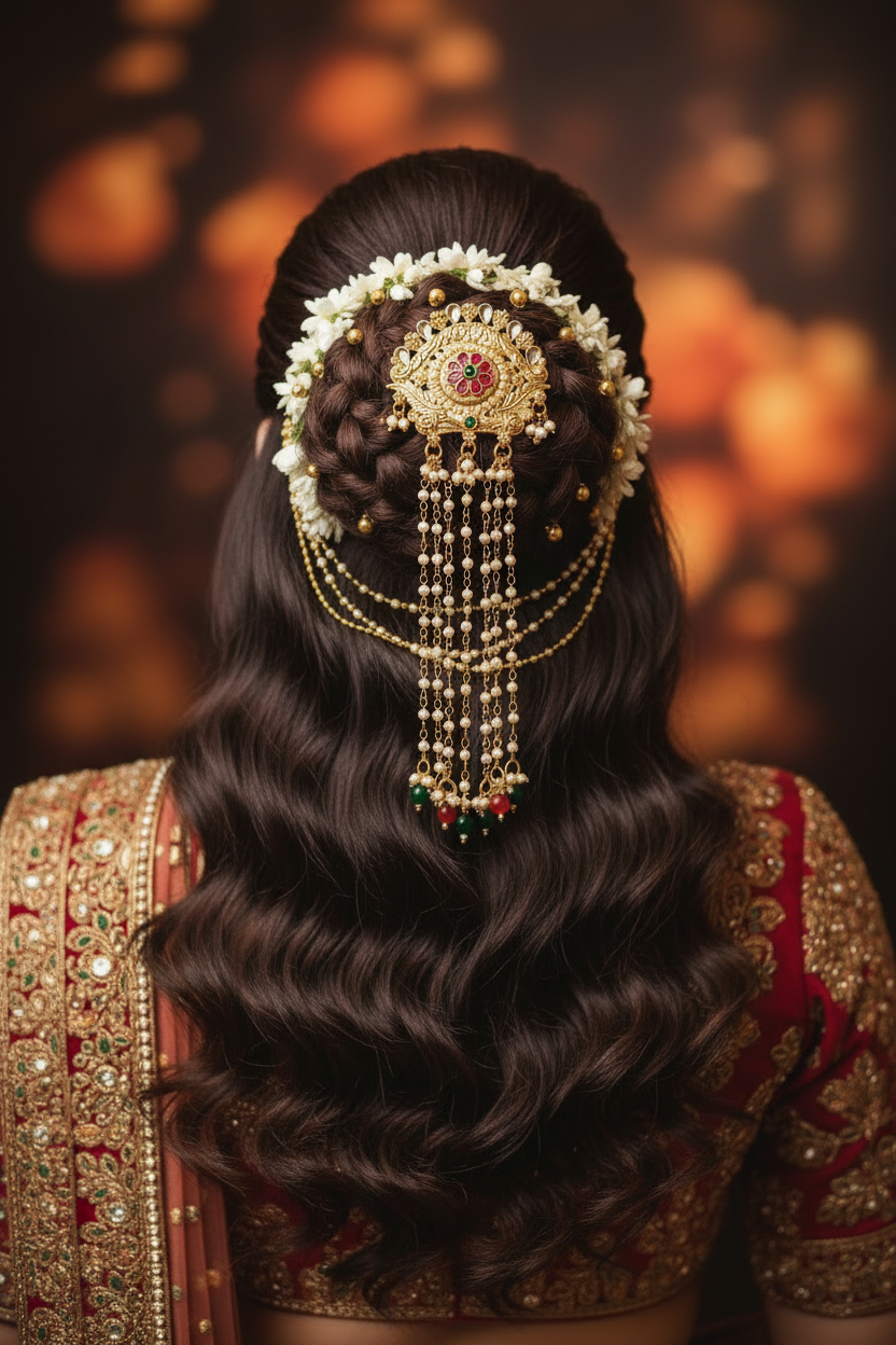 Elegant Hair Brooch for Women – Bridal Juda Pin Hair Accessory for Wedding & Festive Hairstyles