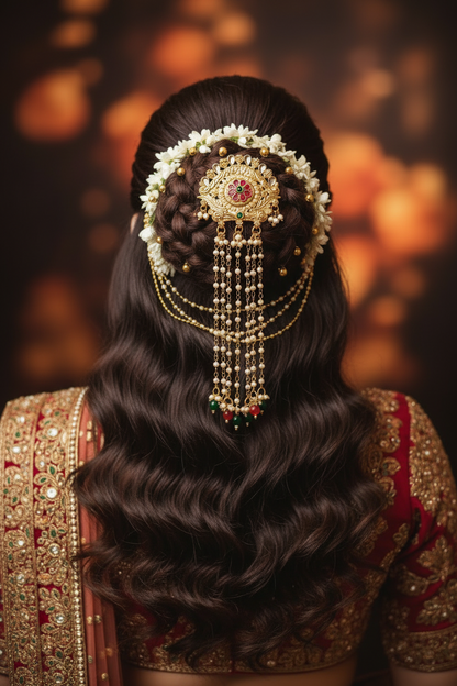 Elegant Hair Brooch for Women – Bridal Juda Pin Hair Accessory for Wedding & Festive Hairstyles
